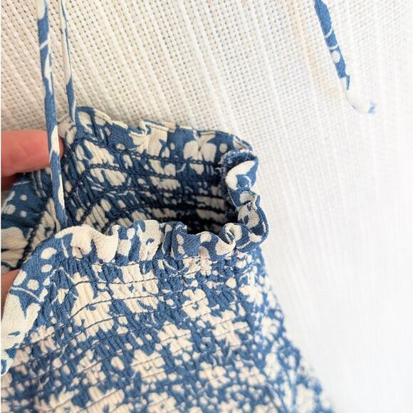 Reformation Blue Floral Print Crepe Sleeveless Square Neck Midi Dress, size M - Picture 5 of 10